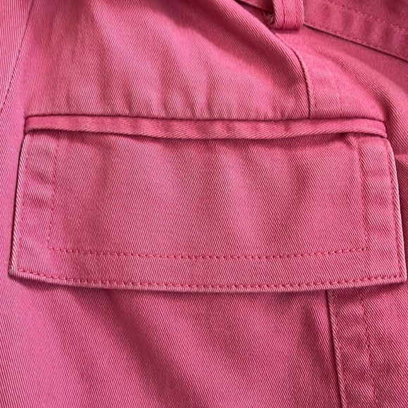 Super Cute & Unique Express Canvas Cotton Pink Trench Coat Jacket W/ Belt small - Picture 7 of 15